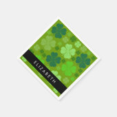 Groene Klavers, Lucky Clovers, Jouw naam Servet (Hoek)