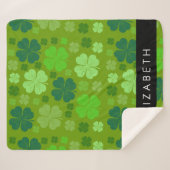 Groene Klavers, Lucky Clovers, Jouw naam Sherpa Deken (Voorkant (horizontaal))