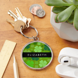 Groene Klavers, Lucky Clovers, Jouw naam Sleutelhanger