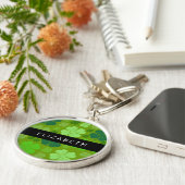 Groene Klavers, Lucky Clovers, Jouw naam Sleutelhanger (Zijkant)