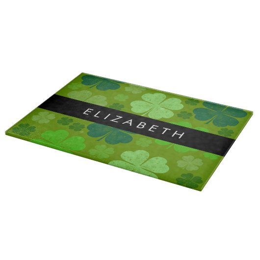 Groene Klavers, Lucky Clovers, Jouw naam Snijplank (Hoek)