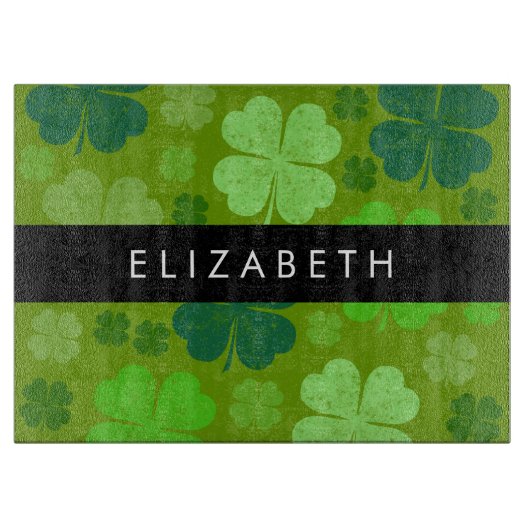 Groene Klavers, Lucky Clovers, Jouw naam Snijplank (Voorkant)