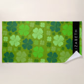 Groene Klavers, Lucky Clovers, Jouw naam Strandlaken (Voorkant)