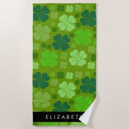 Groene Klavers, Lucky Clovers, Jouw naam Strandlaken