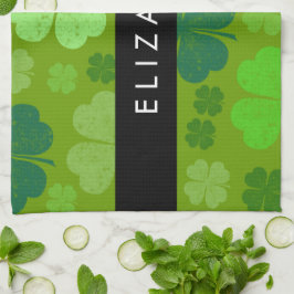 Groene Klavers, Lucky Clovers, Jouw naam Theedoek