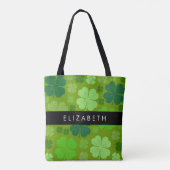 Groene Klavers, Lucky Clovers, Jouw naam Tote Bag (Achterkant)