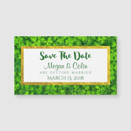 Groene Klavers met FAUX Gold Folie Save The Date (Voorkant)
