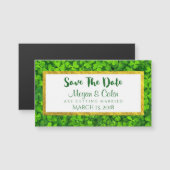Groene Klavers met FAUX Gold Folie Save The Date (Voorkant / Achterkant)