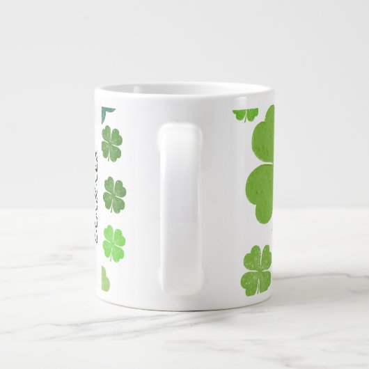 Groene Klavers, Saint Patrick's Day, Jouw naam Grote Koffiekop (Achterkant)