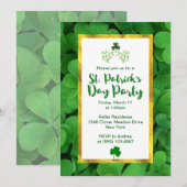 Groene Klavers St Patrick's Day Party Uitnodigen Kaart (Voorkant / Achterkant)