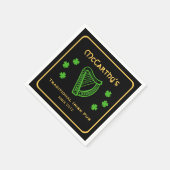 Groene klavertje harp aangepaste familienaam Ierse Servet (Hoek)