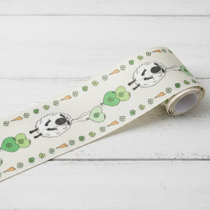 Groene Klavertje Vier Hart Ballonnen & Ierse Schap Grosgrain Lint