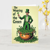 Groene klavertje vier heren kaart (Gele Bloem)