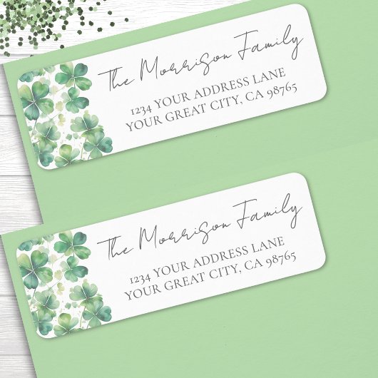 Groene Klavertje Vier Retouradres Etiket