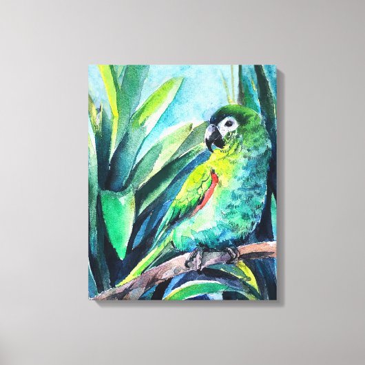 Groene kleine ara canvas afdruk (Voorkant)
