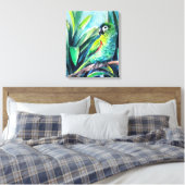 Groene kleine ara canvas afdruk (Insitu (Slaapkamer))