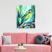 Groene kleine ara canvas afdruk (Insitu (Woonkamer))