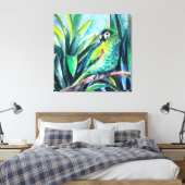 Groene kleine ara canvas afdruk (Insitu (Slaapkamer))