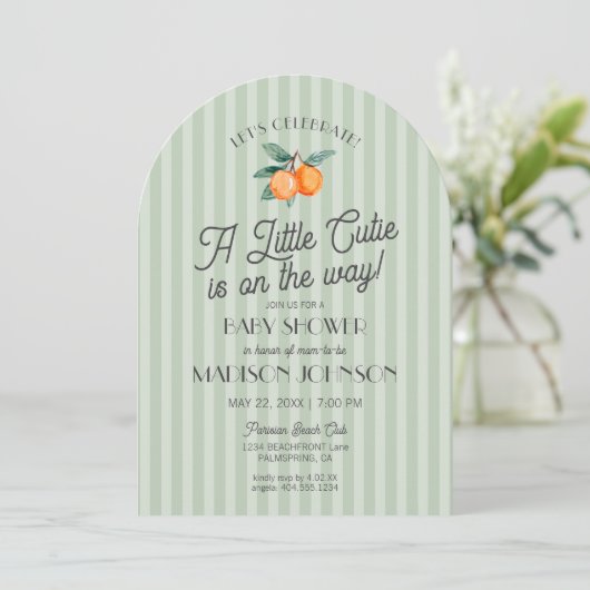 Groene kleine cutie op de weg citrus Baby shower Kaart (Staand voorkant)