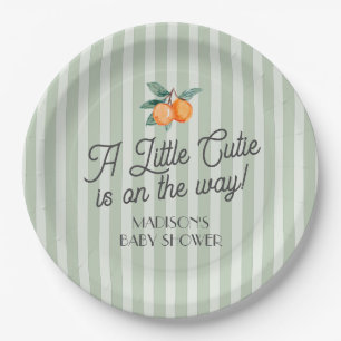 Groene kleine cutie op de weg citrus Baby shower Papieren Bordje