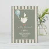 Groene kleine Gekke Goose Balloon Boy 3e verjaarda Kaart (Staand voorkant)