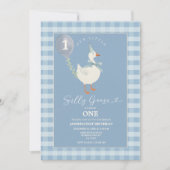 Groene kleine Gekke Goose Balloon Boy 3e verjaarda Kaart (Voorkant)