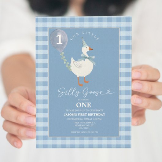 Groene kleine Gekke Goose Balloon Boy 3e verjaarda Kaart