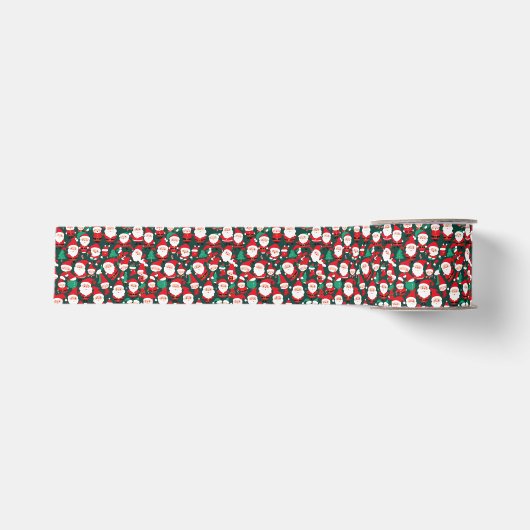 Groene Kleine Kerstmannen Grosgrain Lint (Voorkant)