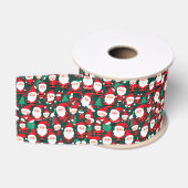 Groene Kleine Kerstmannen Grosgrain Lint (Spoel)