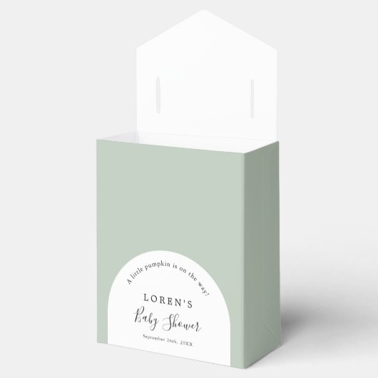 Groene Kleine Pompoen Baby Shower Bedankdoosjes (Geopend)