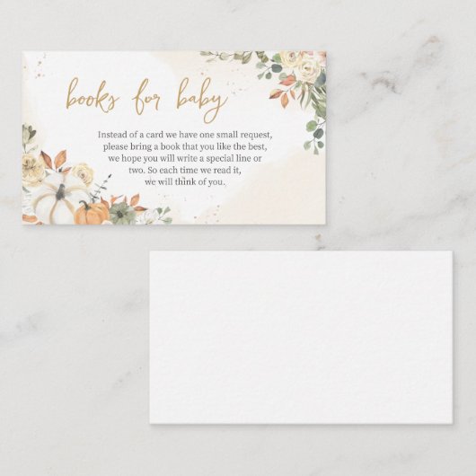 Groene Kleine Pompoen Baby shower Boeken voor Baby Informatiekaartje (Voorkant / Achterkant)