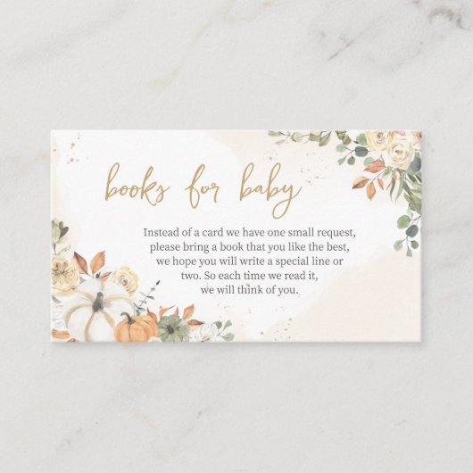 Groene Kleine Pompoen Baby shower Boeken voor Baby Informatiekaartje (Voorkant)