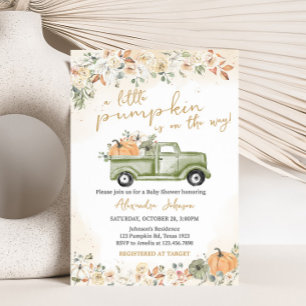 Groene kleine pompoen Baby shower Kaart