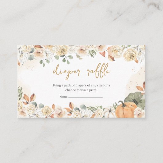 Groene Kleine Pompoen Baby shower Luier Raffle Informatiekaartje (Voorkant)