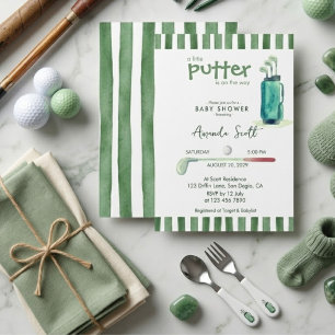 Groene Kleine Putter op Weg Golf  Baby Shower Kaart