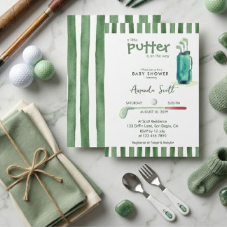 Groene Kleine Putter op Weg Golf  Baby Shower Kaart