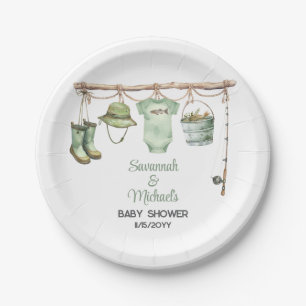 Groene Kleine Visser Baby Borrel Papieren Bordje