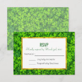 Groene kleppen met Faux Gold Foil RSVP Kaartje (Voorkant / Achterkant)