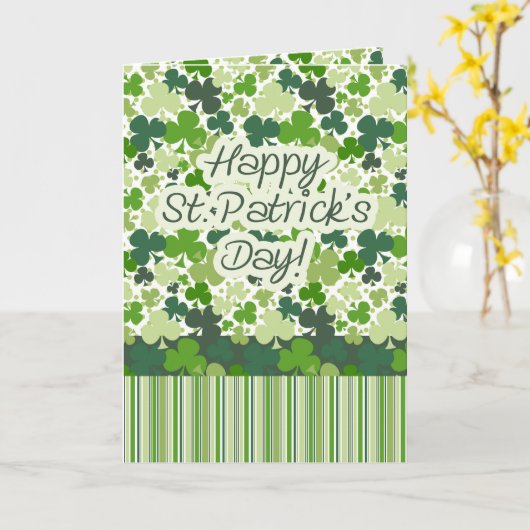 Groene kleren, Shamrocks, Happy St. Patrick's Day! Kaart (Gele Bloem)