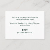 Groene kleur Eenvoudige Moderne Dank u Visitekaart Visitekaartje (Achterkant)