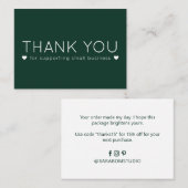 Groene kleur Eenvoudige Moderne Dank u Visitekaart Visitekaartje (Voorkant / Achterkant)