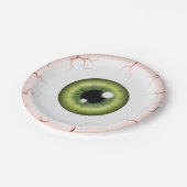 Groene Kleur Eyeball Halloween Bloeddoorlopen Eyeb Papieren Bordje (Gekanteld)