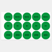 Groene kleur met zwarte tekst Medium Circle Labels (Vel)