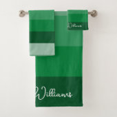 GROENE KLEUR PALETTE STRIPE LINE PATROON NAME BAD HANDDOEK (Insitu)
