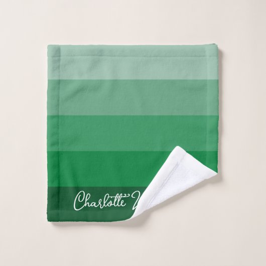 GROENE KLEUR PALETTE STRIPE LINE PATROON NAME BAD HANDDOEK (Wasdoekje)