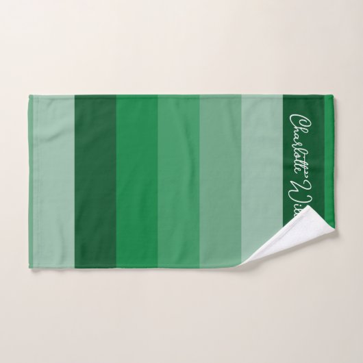 GROENE KLEUR PALETTE STRIPE LINE PATROON NAME BAD HANDDOEK (Handdoek)