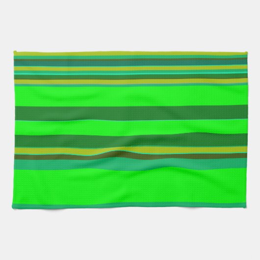 Groene Kleur Streep Patroon Aangepaste Ontwerper Theedoek (Horizontaal)