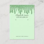 Groene Kleur Thema Glitter Drops Sieraden Display Contactkaartje (Voorkant)