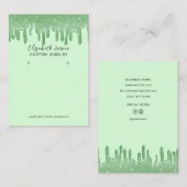 Groene Kleur Thema Glitter Drops Sieraden Display Contactkaartje (Voorkant / Achterkant)