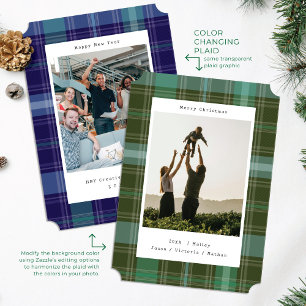 Groene kleur Veranderen Plaid Foto Kerst Kaart